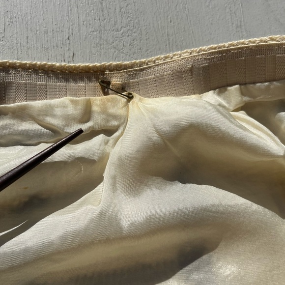 Women's Vintage Knit Weave Skirt Beige Checkered NO TAGS 60s 70s A-Line BOHO - Picture 5 of 12